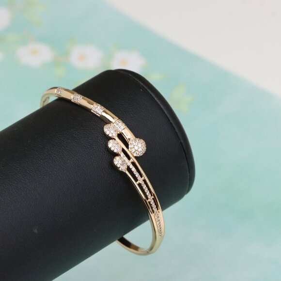 Rose Gold Bangle with Elegant Leaf-Inspired Cubic Zirconia Design, XPBL0554 - Picture 7 of 12